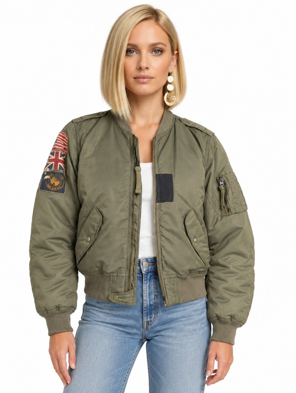 Denim & Supply Ralph Lauren Military MA-1 Down Bomber Jacket Olive Small EUC